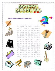 English Worksheet: School supplies