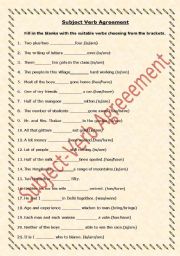 English Worksheet: Subject-Verb Agreement