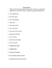 English worksheet: Expressions