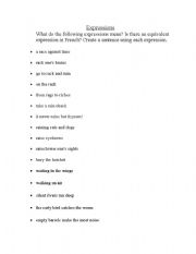 English Worksheet: Expressions