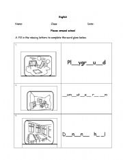 English Worksheet: Places around school