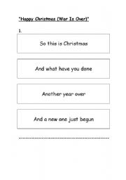 English worksheet: Christmas song - Happy Xmas (War is over) by John Lennon