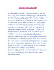 English Worksheet: Introductions to oneself