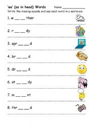 English worksheet: Letter blend EA