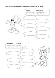 English Worksheet: Greetings