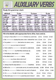 English Worksheet: AUXILIARY VERBS