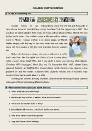 English Worksheet: Test Personal Information Mariah Carey