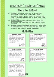English Worksheet: CONFLICT RESOLUTIONS