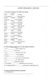 English worksheet: present simple-exercises