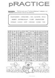 English worksheet: Family Scramble Words