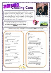 English Worksheet: Snow Patrol Chasing Cars Listening / Song 