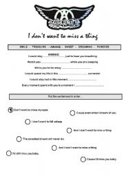 English Worksheet: Aerosmith - I dont want to miss a thing