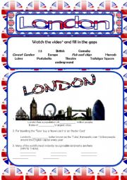 English Worksheet: video activity - London