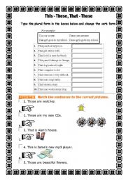 English Worksheet: THIS-THESE, THAT-THOSE