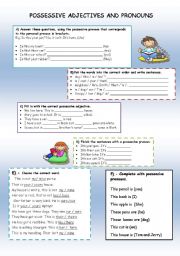 English Worksheet: Possessive adjectives ana pronouns