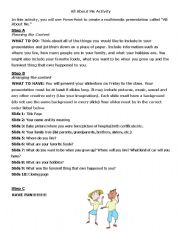English Worksheet: All About Me- creating a powerpoint