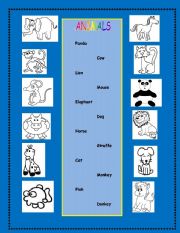 English worksheet: Animal Match