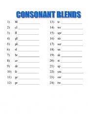 English Worksheet: Consonants Blends