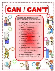 English Worksheet: CAN / CANT