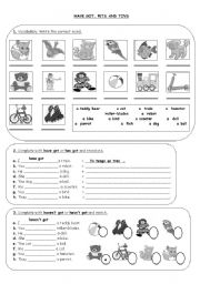 English Worksheet: Have got, pets & toys