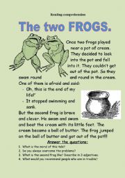 English Worksheet: The two frogs. Reading-comprehension.