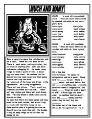 English Worksheet: MUCH AND MANY