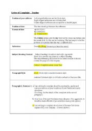 English Worksheet: Worksheet Letter of complaint