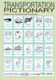 English Worksheet: TRANSPORTATION PICTIONARY