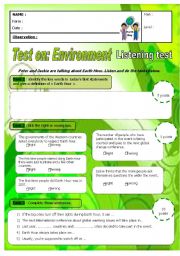 English Worksheet: Earth Hour - Listening test - A2 low B1 with key