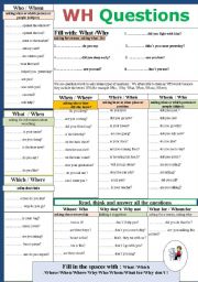 English Worksheet: Wh Questions!