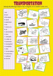 English Worksheet: TRANSPORTATION 2