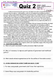 English Worksheet: Youth involvement in politics