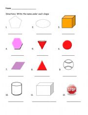 English Worksheet: Shapes