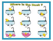English Worksheet: Where is the Duck Preposition Matching Cards Part 2 of 2