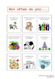 English Worksheet: How often? Conversation Flashcards