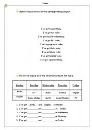 English worksheet: School subjects worksheet