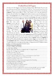 English Worksheet: red hot chili peppers reading with key