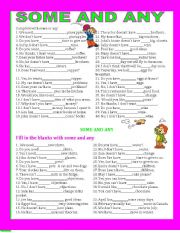 English Worksheet: SOME AND ANY