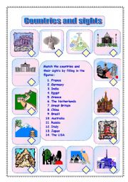 English Worksheet: Countries and sights