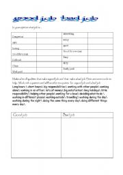 English worksheet:  good job bad job