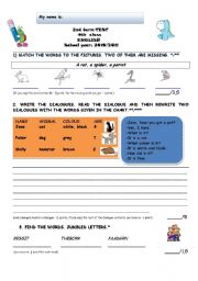 English Worksheet: 2nd term TEST 4th grade