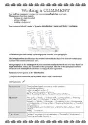 English Worksheet: How to write a comment