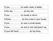 English worksheet: superstition snippets