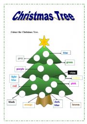 English Worksheet: Colour the Christmas Tree