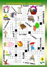 English Worksheet: EASTER SYMBOLS CROSSWORD + KEY