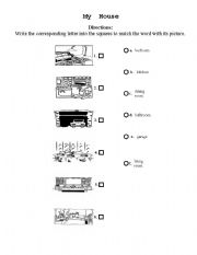 English worksheet: ROOMS IN THE HOUSE