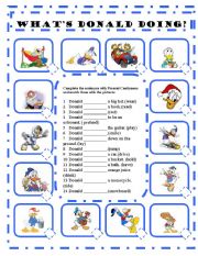 WHATS DONALD DOING? A PRESENT CONTINUOUS WORKSHEET - EDITABLE