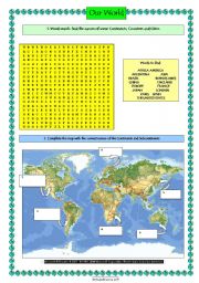 English Worksheet: Our World: Continents, Countries and Cities