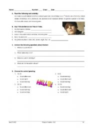 English Worksheet: Reading comprehension 