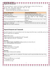 English Worksheet: reported speech